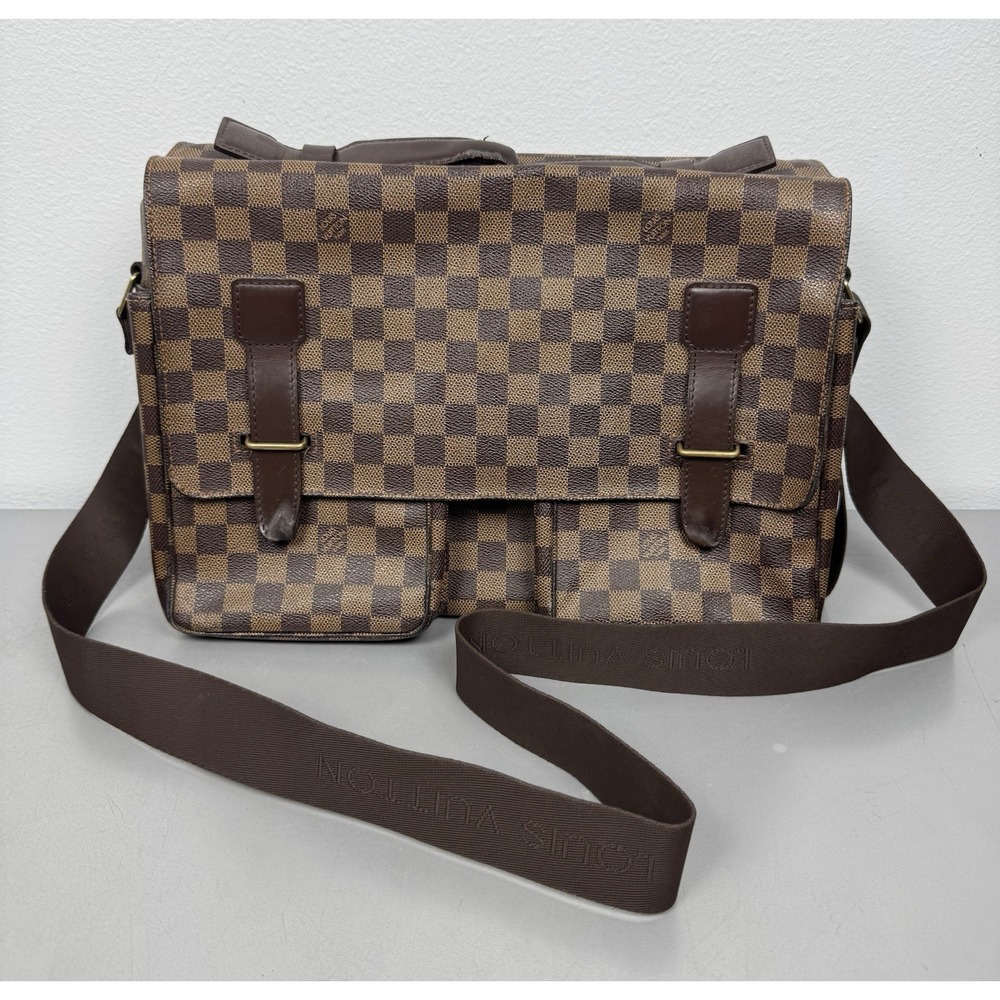 Louis Vuitton Broadway Damier Ebene Messenger Crossbody Bag Travel Brown (read)